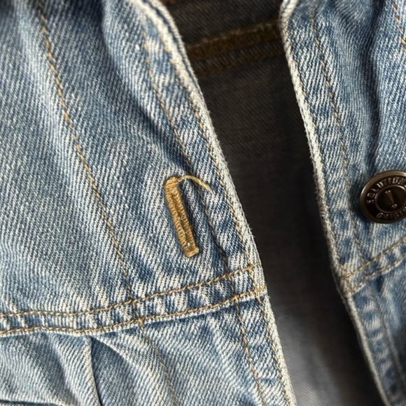 Vintage Solutions! Original Denim Jean Vest Corduroy Collar, Sz Small - Picture 15 of 16